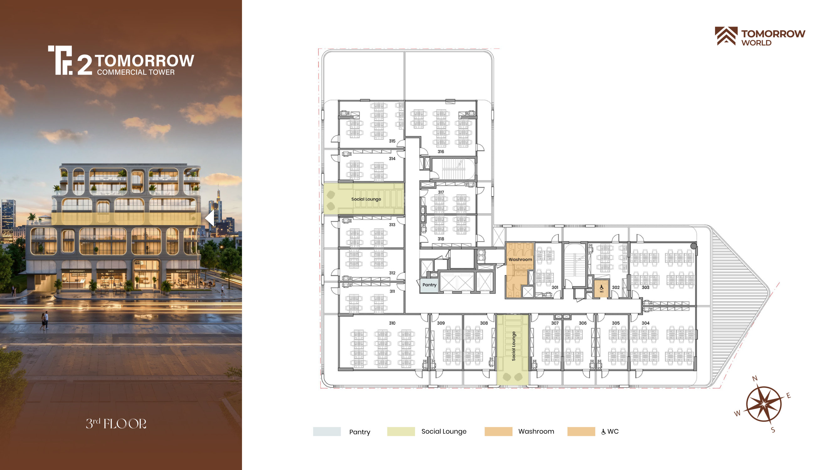 Tomorrow Commercial Tower 2 third floor — 18 office suites