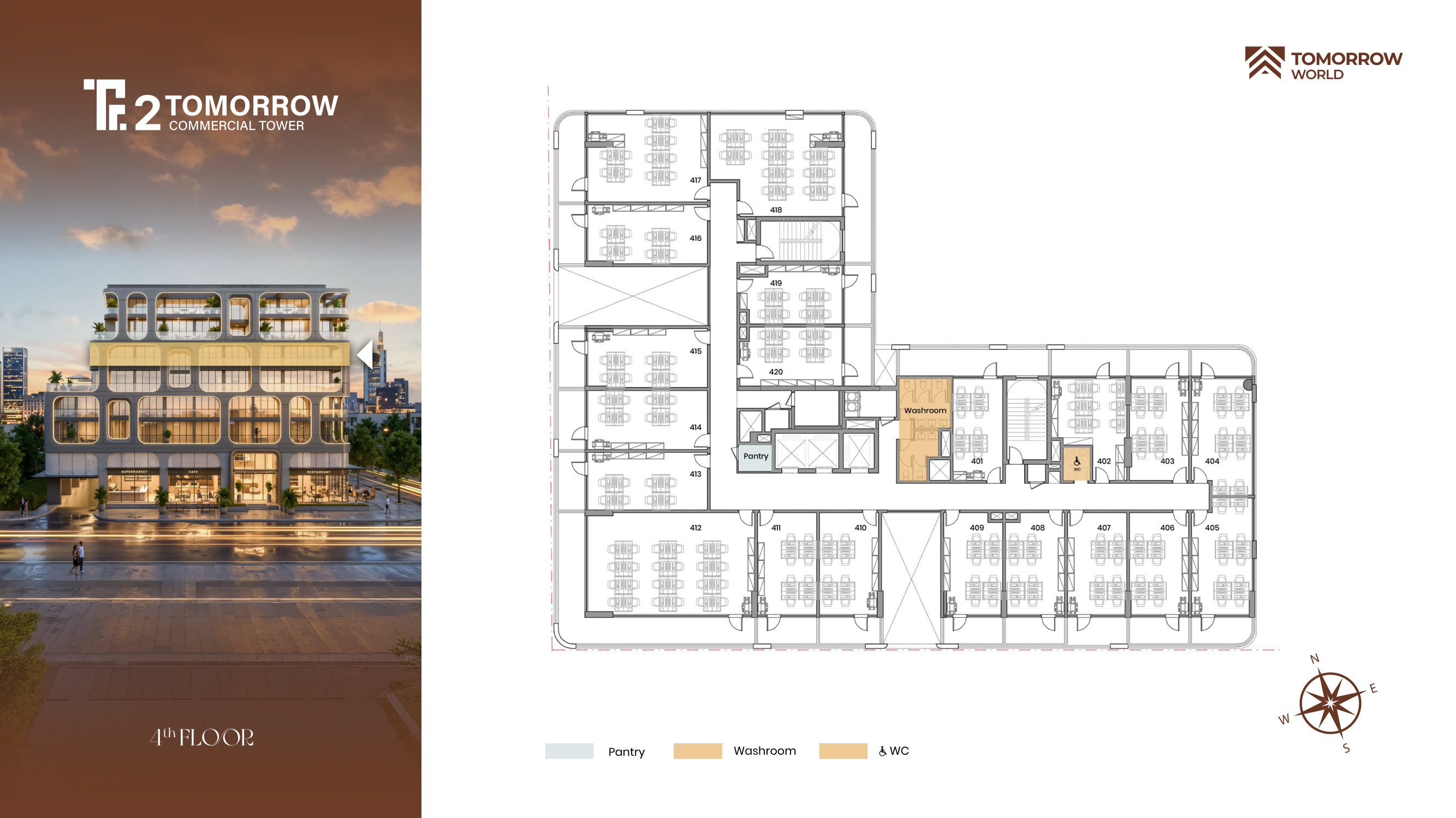Tomorrow Commercial Tower 2 fourth floor — 20 office suites