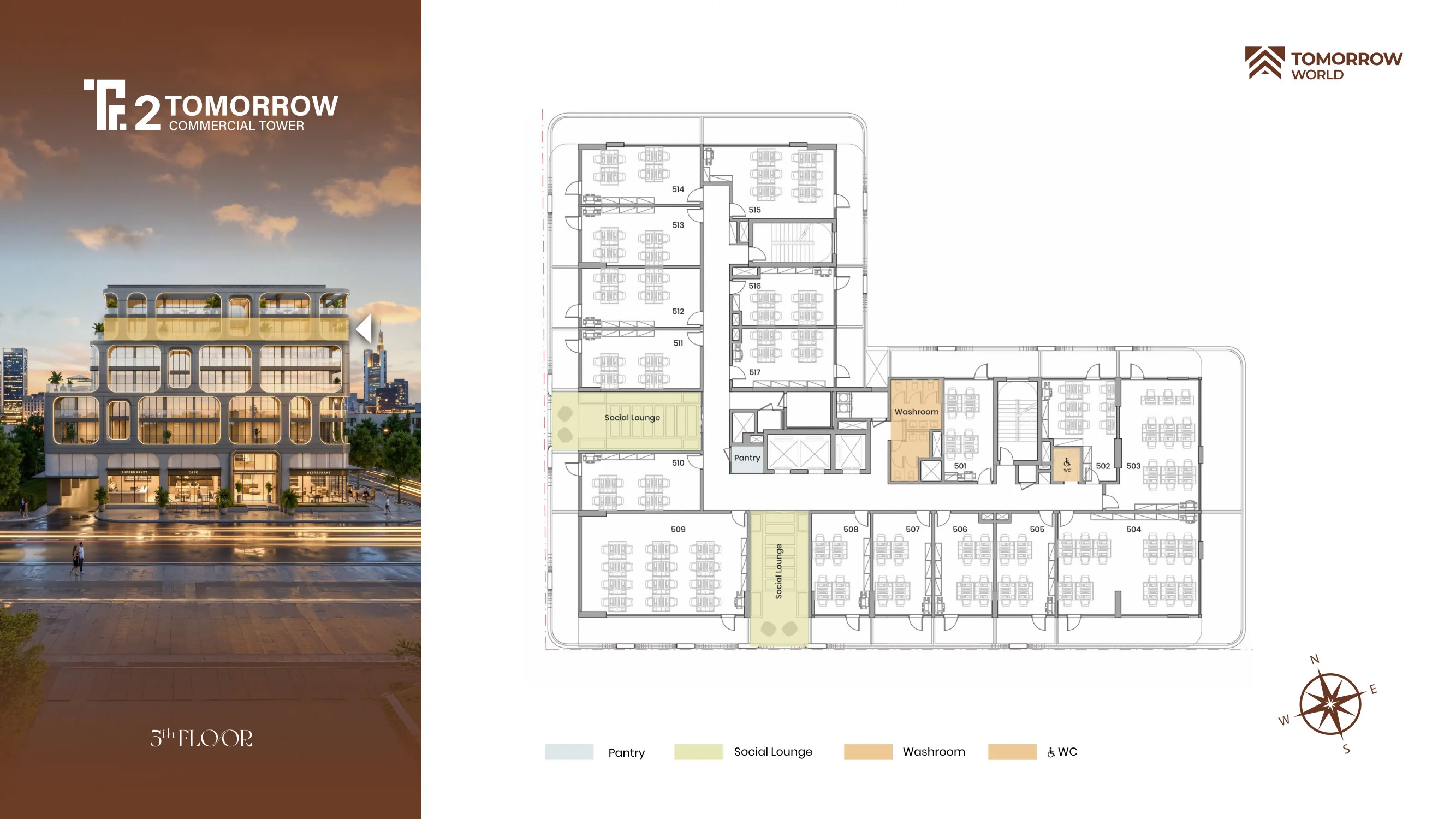 Tomorrow Commercial Tower 2 fifth floor — 17 office suites