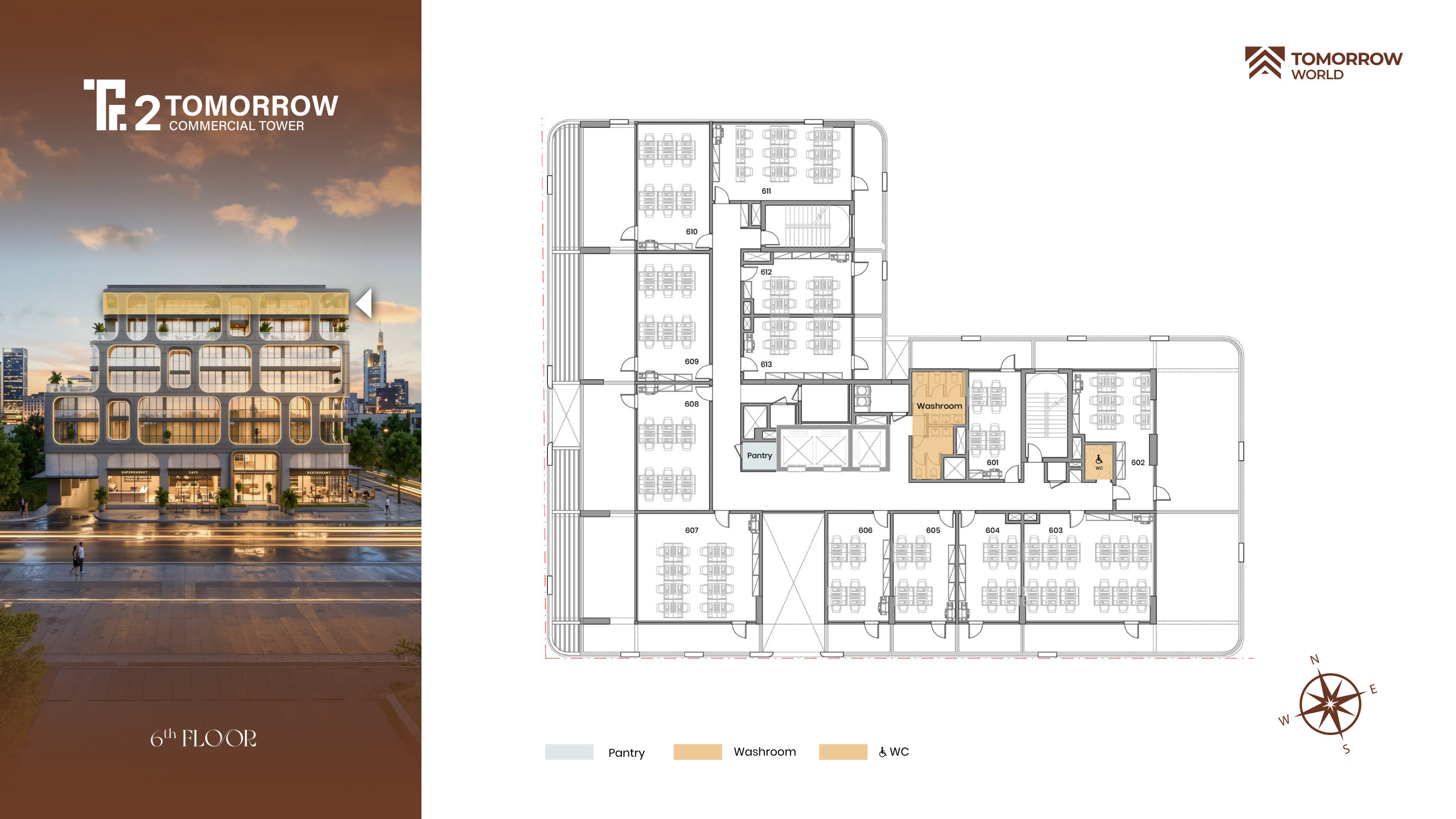 Tomorrow Commercial Tower 2 sixth floor — 13 office suites